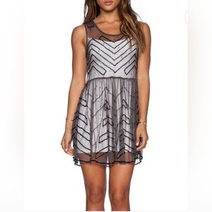 Women's Cream and Purple Dress